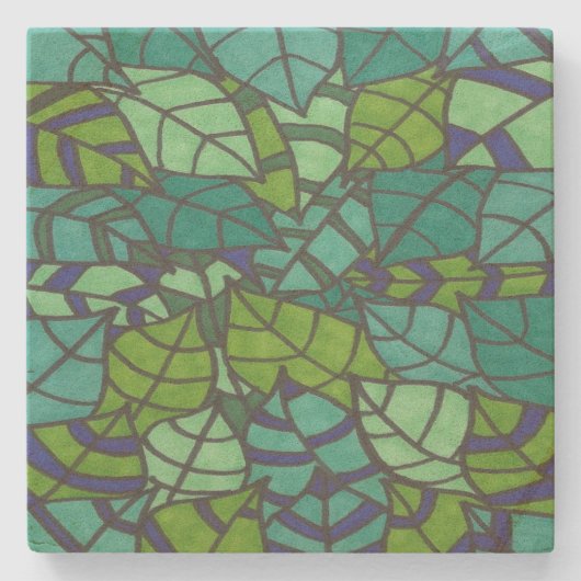 Grüne tropische Blätter Steinuntersetzer (Vorderseite)