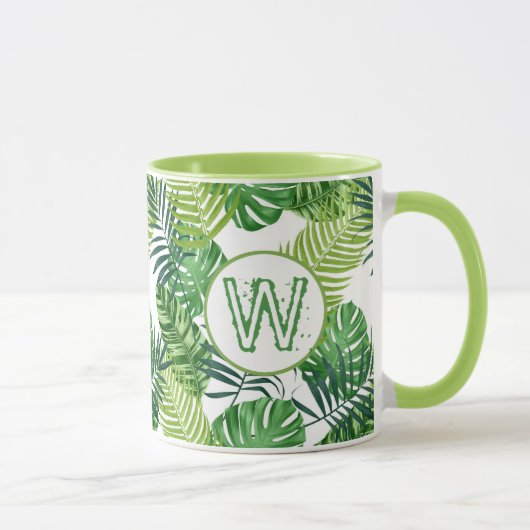 Grüne tropische Blätter W Tasse (Rechts)