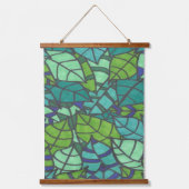 Grüne tropische Blätter Wandteppich Mit Holzrahmen (Vorderseite)