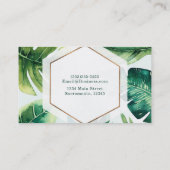 Grüne tropische Blätter Weiß Elegante Chic Custom Visitenkarte (Rückseite)