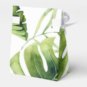 Grüne tropische Blätter Weiß Elegante Hochzeit Gef Geschenkschachtel (Rückseite)