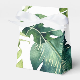 Grüne tropische Blätter Weiße elegante Hochzeitsgu Geschenkschachtel