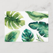 Grüne tropische Blätter Weißer Chic Hochzeitsdetai Begleitkarte (Rückseite)