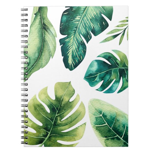 Grüne tropische Blätter Weißer eleganter Sommer Notizblock (Vorderseite)