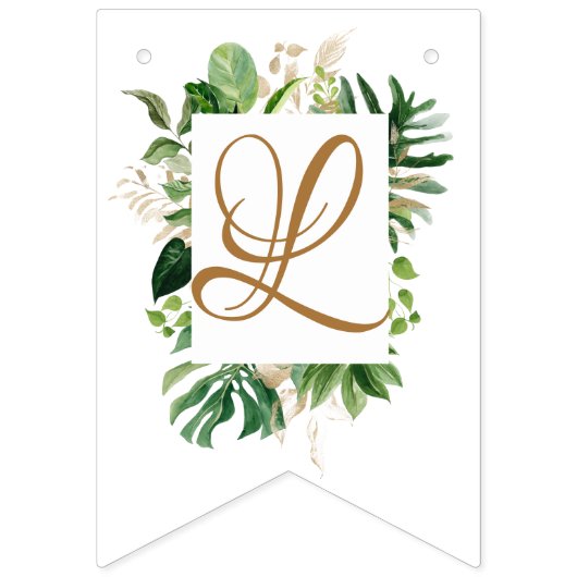 Grüne tropische Blätter Wimpelkette (Zweite Fahne)