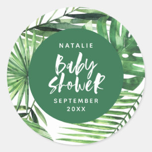 Grüne tropische Dusche mit moderner Babydusche Runder Aufkleber