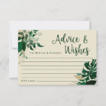 Grüne tropische Folies Hinweiskarte<br><div class="desc">Tropical Foliage Trendy Greenery und Verlasse Gerahmte Personalisierte Hochzeitsempfehlung oder Party Advice & Wish Card für Braut und Bräutigam - mit Braut und Bräutigam Namen, Ort und Datum. Ideal für die Tischdekoration! In einer kühnen Farbpalette mit reichhaltigen Grüntönen, smaragdgrünen und goldenen Folie aussehen. Dieses Design ist perfekt für einen Strand,...</div>