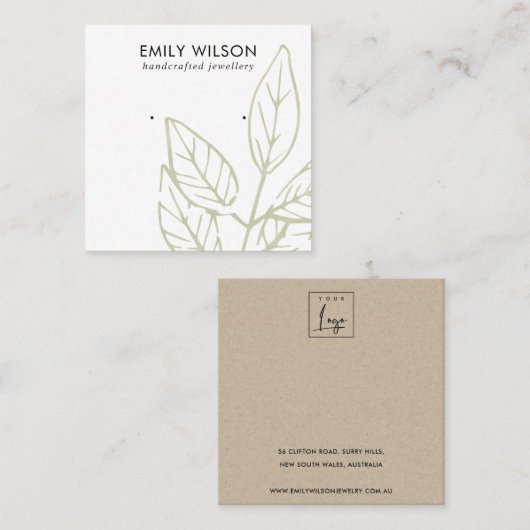 GRÜNE TROPISCHE GEBRAUCHSFAUNA EARRING STUD DISPLA QUADRATISCHE VISITENKARTE (Vorne/Hinten)