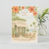 Grüne tropische Hawaii-Hochzeit in Urlaubsort Einladung (Stehend Vorderseite)