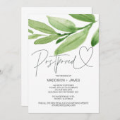 Grüne Tropische Hochzeit verschoben ändern Datum Einladung (Vorne/Hinten)