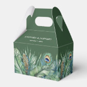 Grüne tropische indische Pfauenfedern Hochzeit Geschenkschachtel (Vorderseite)