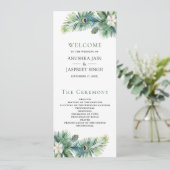 Grüne tropische indische Pfauenfedern Hochzeit Programm (Stehend Vorderseite)