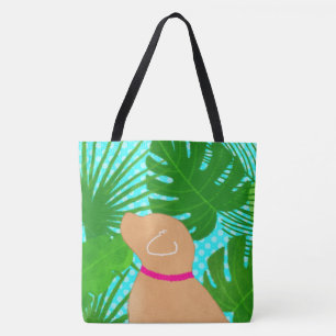 Grüne tropische Insel Gelbe Hund-Tasche Tasche