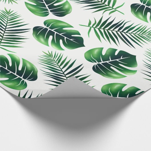 Grüne tropische Insel-Palmwedel und Geschenkpapier (Ecke)