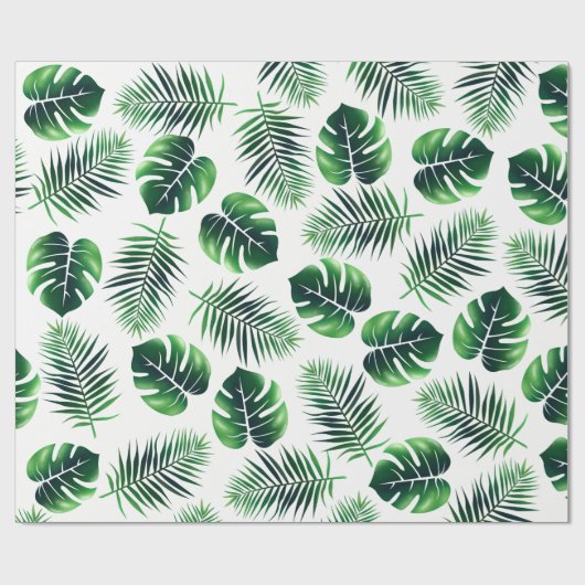 Grüne tropische Insel-Palmwedel und Geschenkpapier (Flach)