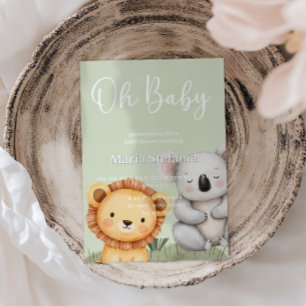 Grüne tropische Jungle Safari Baby Duschtiere Einladung