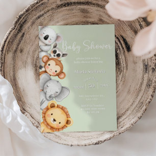 Grüne tropische Jungle Safari Baby Duschtiere Einladung