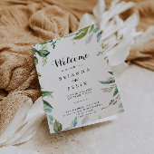 Grüne tropische Kalligraphie geflochtene Hochzeit Programm