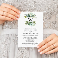 Grüne Tropische Kalligraphie Mongram Hochzeit