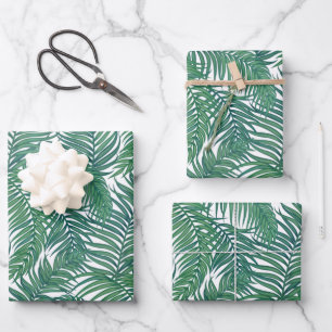 Grüne tropische Palme-Blätter Geschenkpapier Set