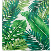 Grüne tropische Palmen Banana Monstera Blätter Duschvorhang (Vorderseite)