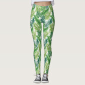 Grüne tropische Palmen Banana Monstera Blätter Leggings (Vorderseite)