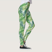 Grüne tropische Palmen Banana Monstera Blätter Leggings (Rechts)