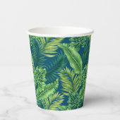 Grüne tropische Palmen Banana Monstera Blätter Pappbecher (Rückseite)