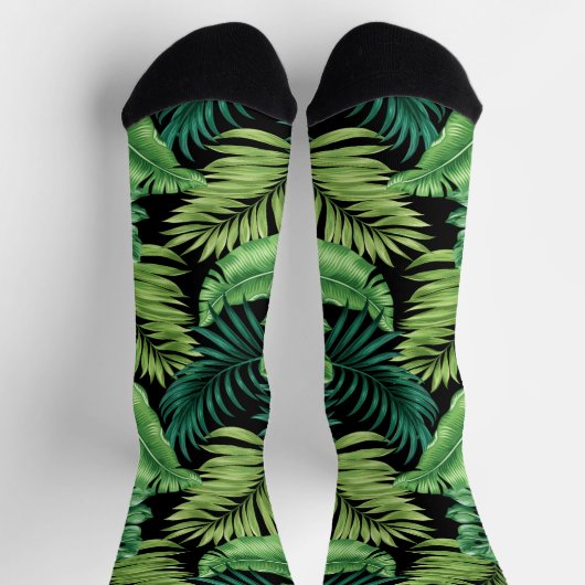 Grüne tropische Palmen Banana Monstera Blätter Socken (Oben)