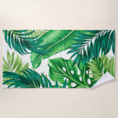 Grüne tropische Palmen Banana Monstera Blätter Strandtuch (Vorderseite)