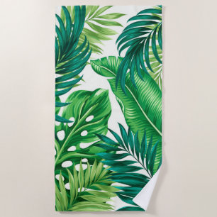 Grüne tropische Palmen Banana Monstera Blätter Strandtuch