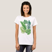 Grüne tropische Palmen Banana Monstera Blätter T-Shirt (Vorne ganz)