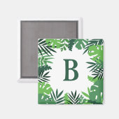 Grüne tropische Palmen Blätter Blumenmonogramm Magnet (Vorderseite/Rückseite)