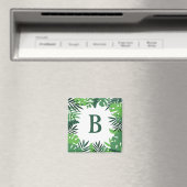 Grüne tropische Palmen Blätter Blumenmonogramm Magnet (In Situ (Geschirrspüler))
