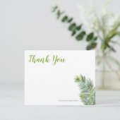 Grüne tropische Palmen-Blätter Dankeskarte (Stehend Vorderseite)