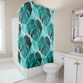 Grüne tropische Palmen Blätter Design. Duschvorhang (Beispiel)