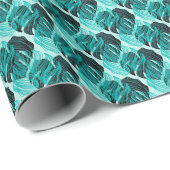 Grüne tropische Palmen Blätter Design. Geschenkpapier (Rolleneckpunkt)