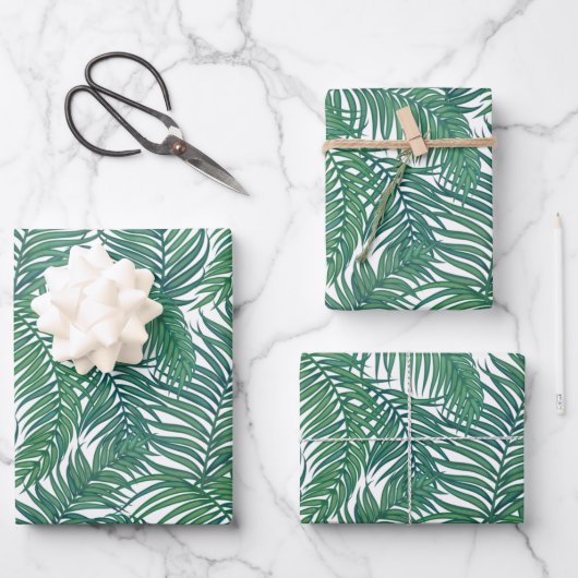 Grüne tropische Palmen-Blätter Geschenkpapier Set (Vorderseite)