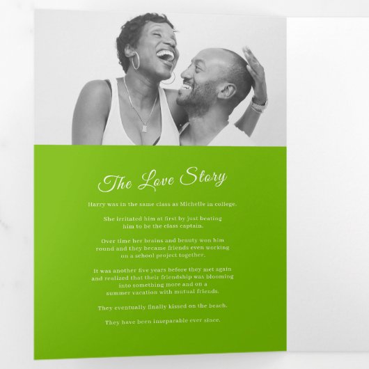 Grüne tropische Palmenfronten Aquarellkunst Hochze Dreifach-gefaltete Programmkarte (Innen Erste Seite)