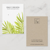 GRÜNE TROPISCHE PALMFAUNA EARRING STUD DISPLAY BUS VISITENKARTE (Vorne/Hinten)