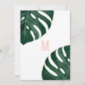 Grüne Tropische Schweizer Käse Leaf Pink Wedding Einladung (Rückseite)