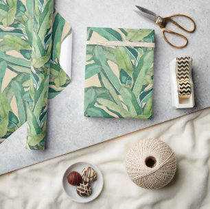 Grüne tropische Vintage Bananen-Blätter Geschenkpapier