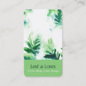 Grüne tropische Wasserfarbenleafy Botanical Visitenkarte (Vorderseite)