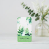 Grüne tropische Wasserfarbenleafy Botanical Visitenkarte (Stehend Vorderseite)