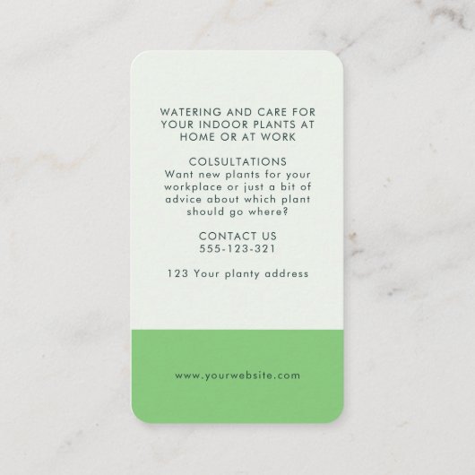 Grüne tropische Wasserfarbenleafy Botanical Visitenkarte (Rückseite)