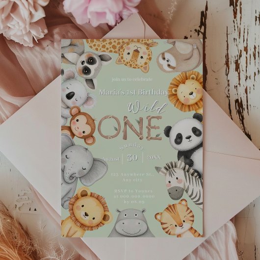 Grüne tropische Wildtiere Einladung