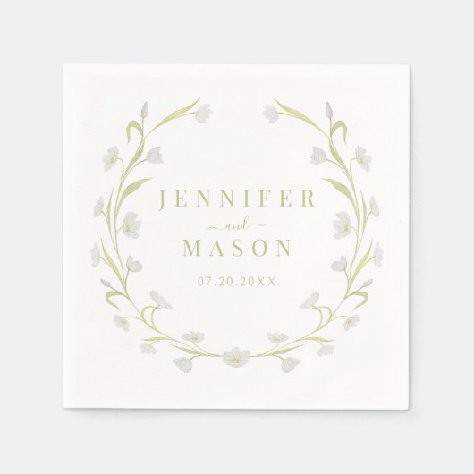 Grüne Tulips Blumenzwiebelpapier Napkins Serviette (Vorderseite)