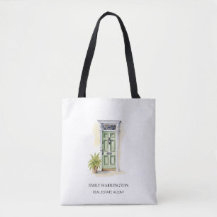 Grüne Tür Aquarell-Logo Immobilienmakler Tasche