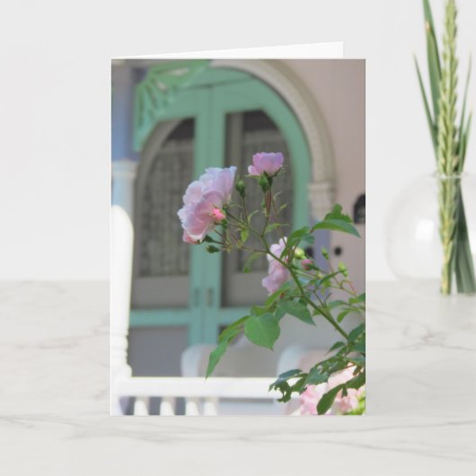 Grüne Tür und Rose - Martha's Vineyard Card Karte (Vorderseite)