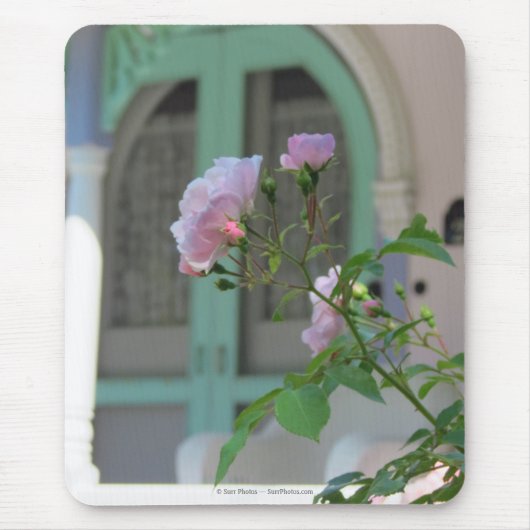 Grüne Tür und Rose - Martha's Vineyard Mousepad (Vorne)